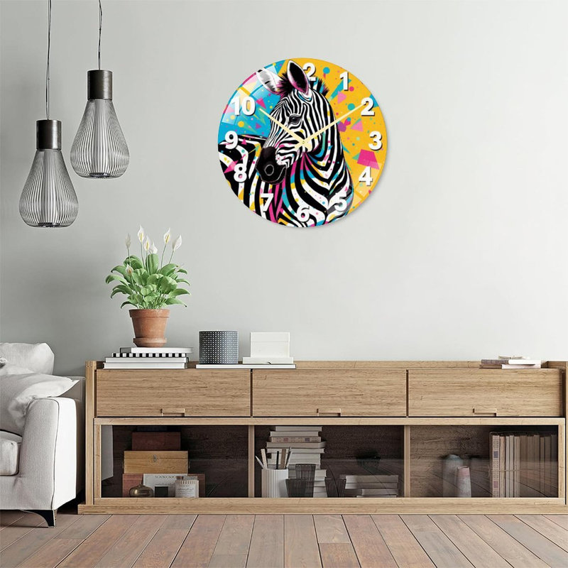 Horloge murale élégante en forme de zèbre - horloge murale 24 po