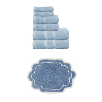 Talbert Collection 100% Soft Cotton Bath Towel Set & 17x24" Bath Rug
