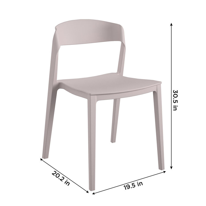 Chaise empilable extérieure / intérieure en résine avec dossier en ruban, Rose clair