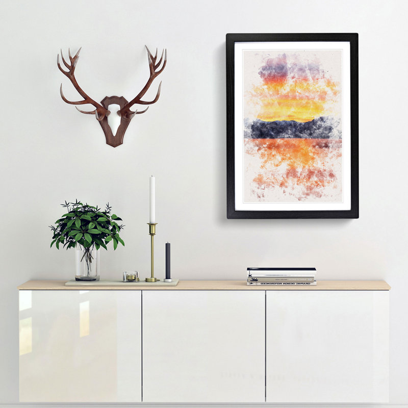 Sunshine over the Mountains - Picture Frame Graphic Art, 87cm H x 62cm W x 2cm D, Black Framed
