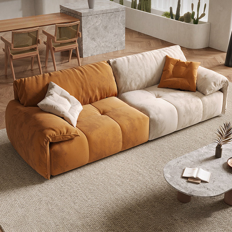 Coussin modulaire orange et blanc 100% polyester, 2, H 33,46 po x l 86,61 po x P 43,31 po