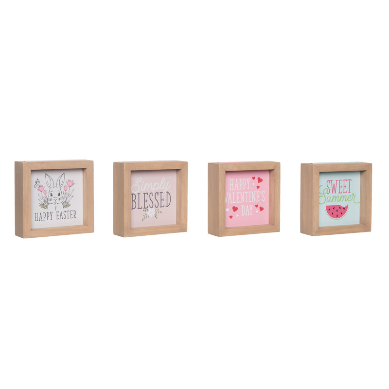  Wood 19 in. Multicolor Spring Interchangeable Tile Block Decor Set of 30 In PDQ