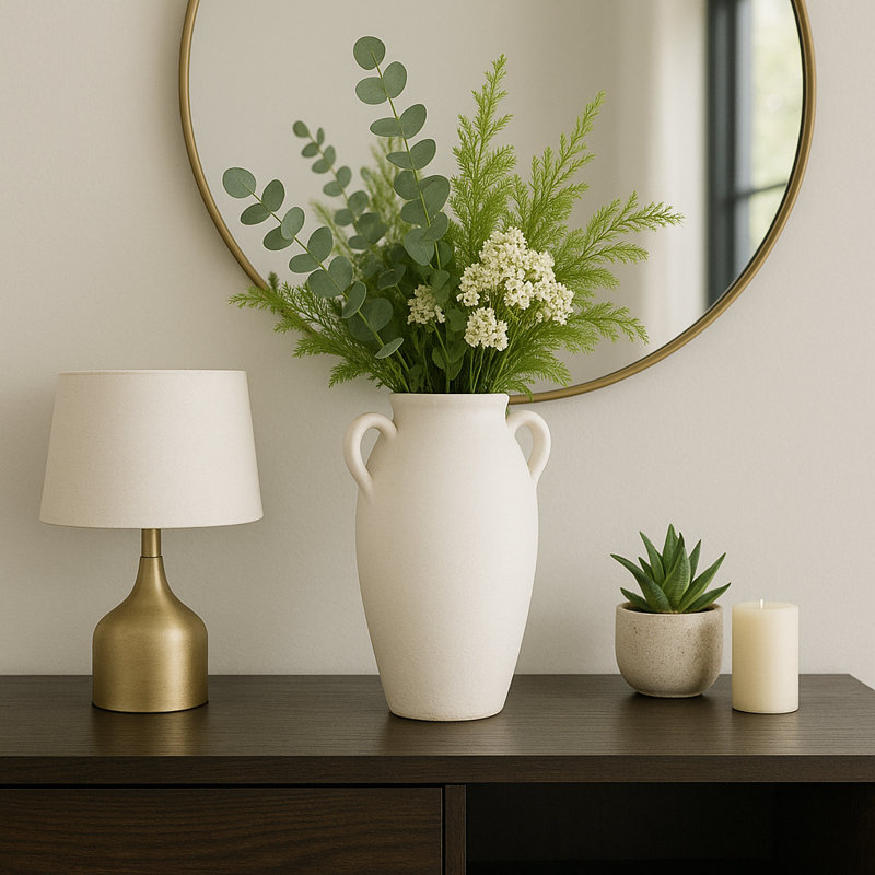 Textured Ceramic Table Vase, 16" H x 10" W x 8" D