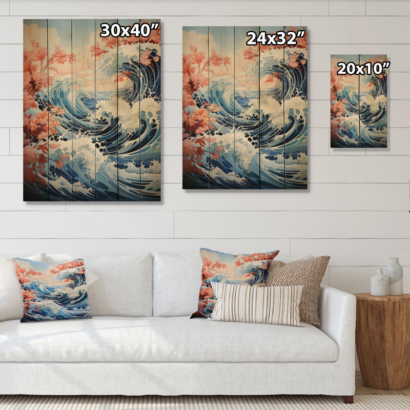 «Japon Waves Of Tranquility I» sur bois, H 40 po x l 30 po x P 0,78 po