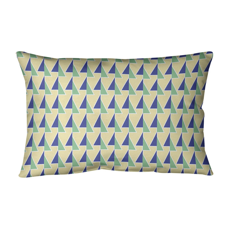 Coussin lombaire à motif de flèches changeées, H 14 po x l 20 po, Bleu / Jaune / Vert, Pas de bourre