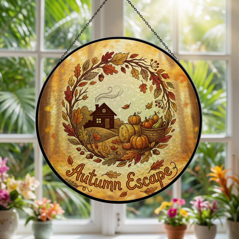 Panneau de vitrail 12 "H Autumn Escape