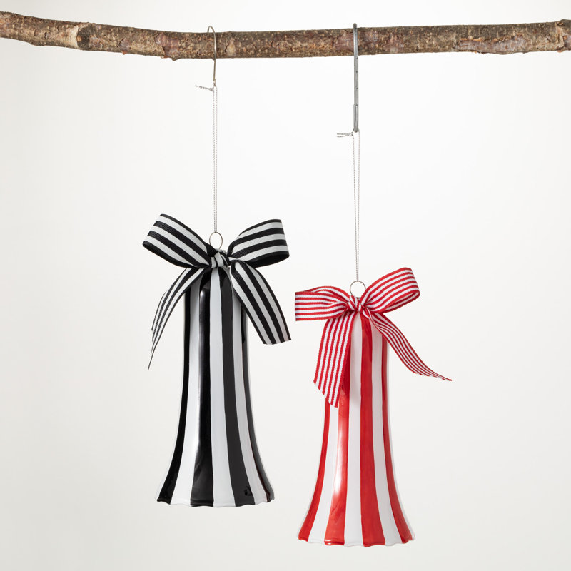 Merry Holiday 7'' Striped Glass Not Flowers Holiday Shaped Ornament