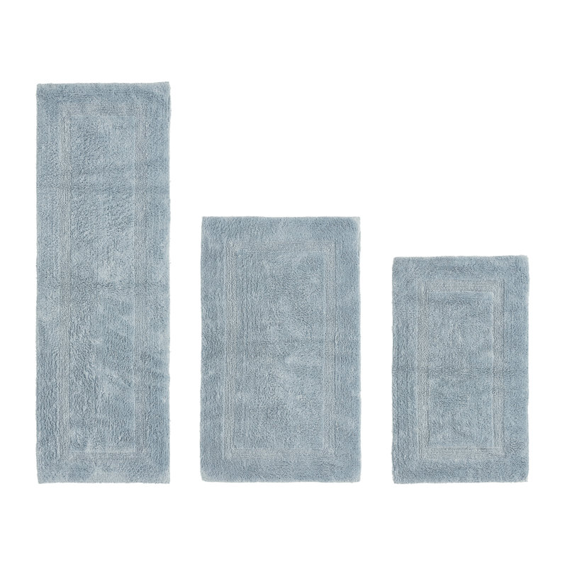 Annerose Premium 100% Cotton 3 Piece Bath Rug Sets, Machine Washable, Super Absorbent & Tufted Weave Reversible Bath Mat for Bathroom, Shower, and Tub, Oeko-Tex Certified Bathroom Rugs