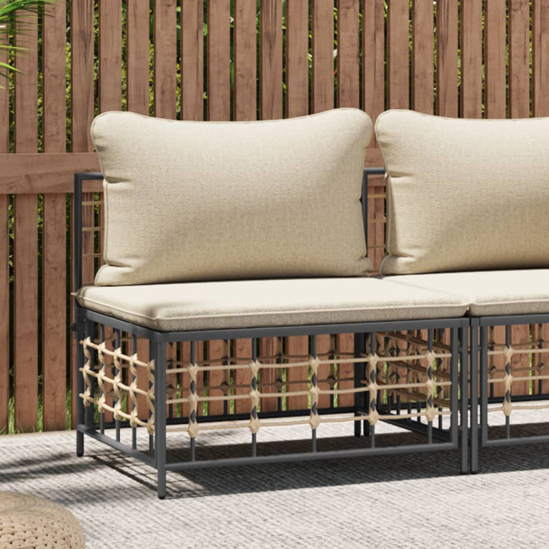 Wicker Outdoor Armless Lounge Chair, Beige
