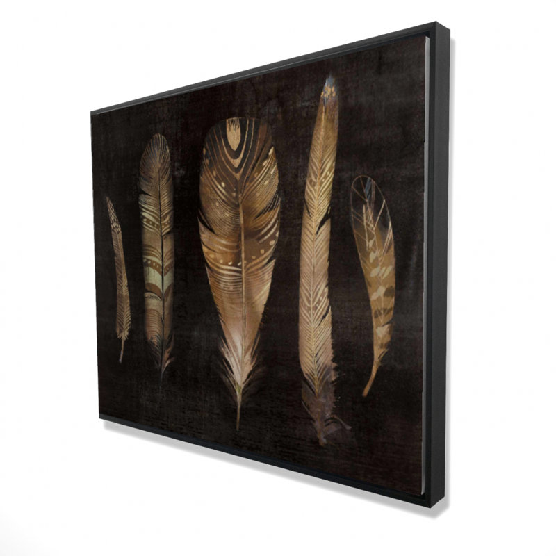 Brown Feather Set Print On Canvas