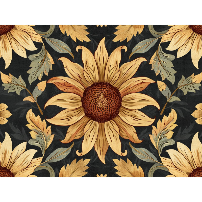 Sunflower Botanical Warm Floral Shower Curtain, 73"H x 70"W