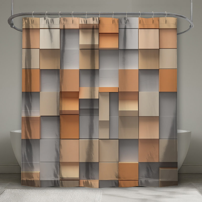 Rideaux de douche carrés beige et orange très longs, 70in W x 72in H