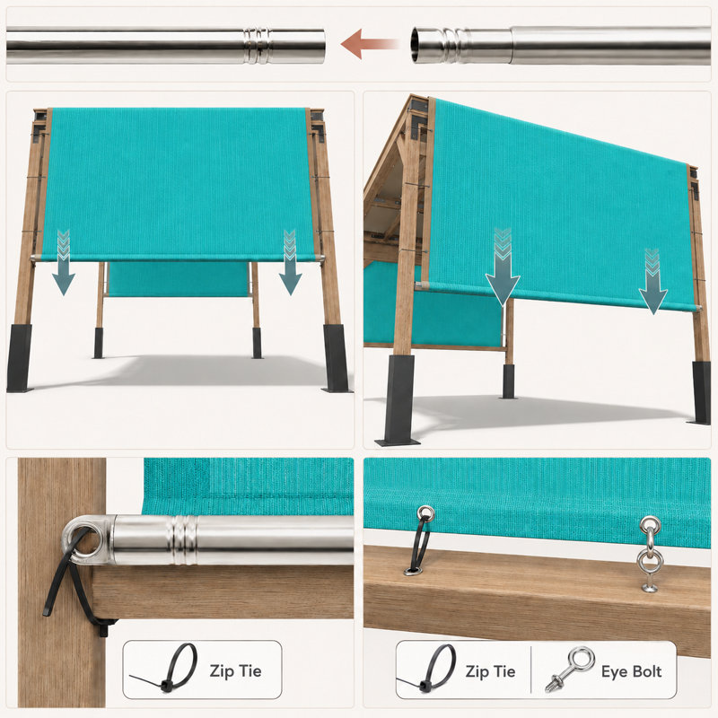 Auvent de remplacement pour abat-jour haute densité avec tige lestée en acier inoxydable Colourtree, 10 pi x 11 pi, Turquoise