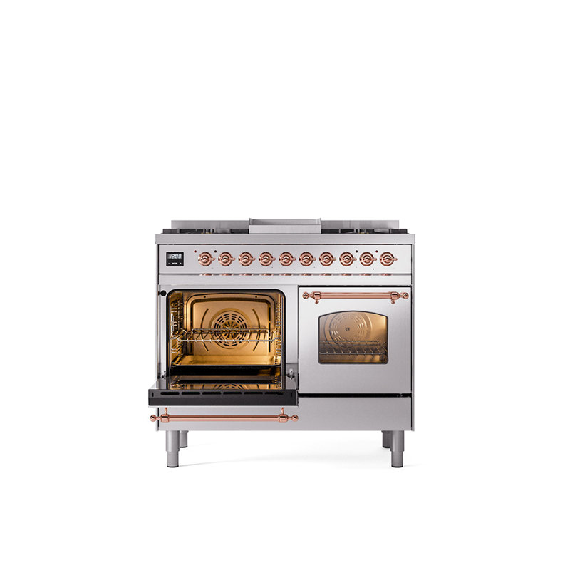 ILVE Nostalgie II 40 in Dual Fuel Range, Natural Gas, Stainless Steel/Copper