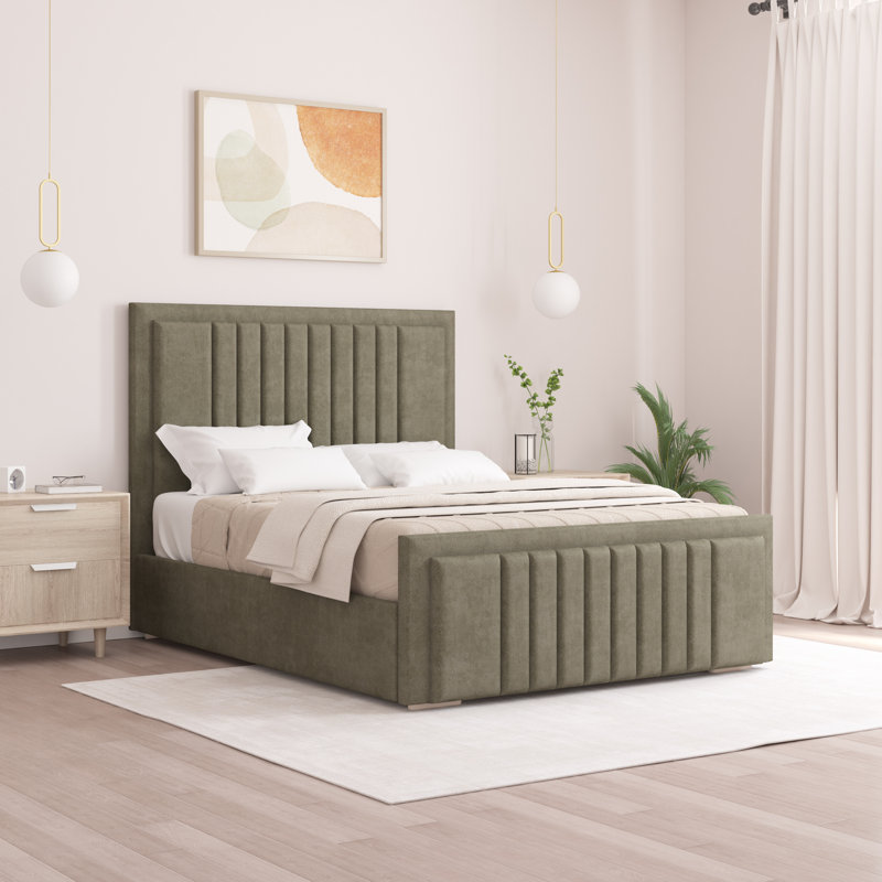 Alama Upholstered Panel Bed, Asphalt, Double (4'6)