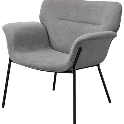 Flared Arm Ash Grey Upholstered Chair With Modern Metal Legs For Comfortable Seating In Primary Living Room, 31.5x31.5x27 Inches Contemporary Interior Design Minimalist Rooms, 31.5 High