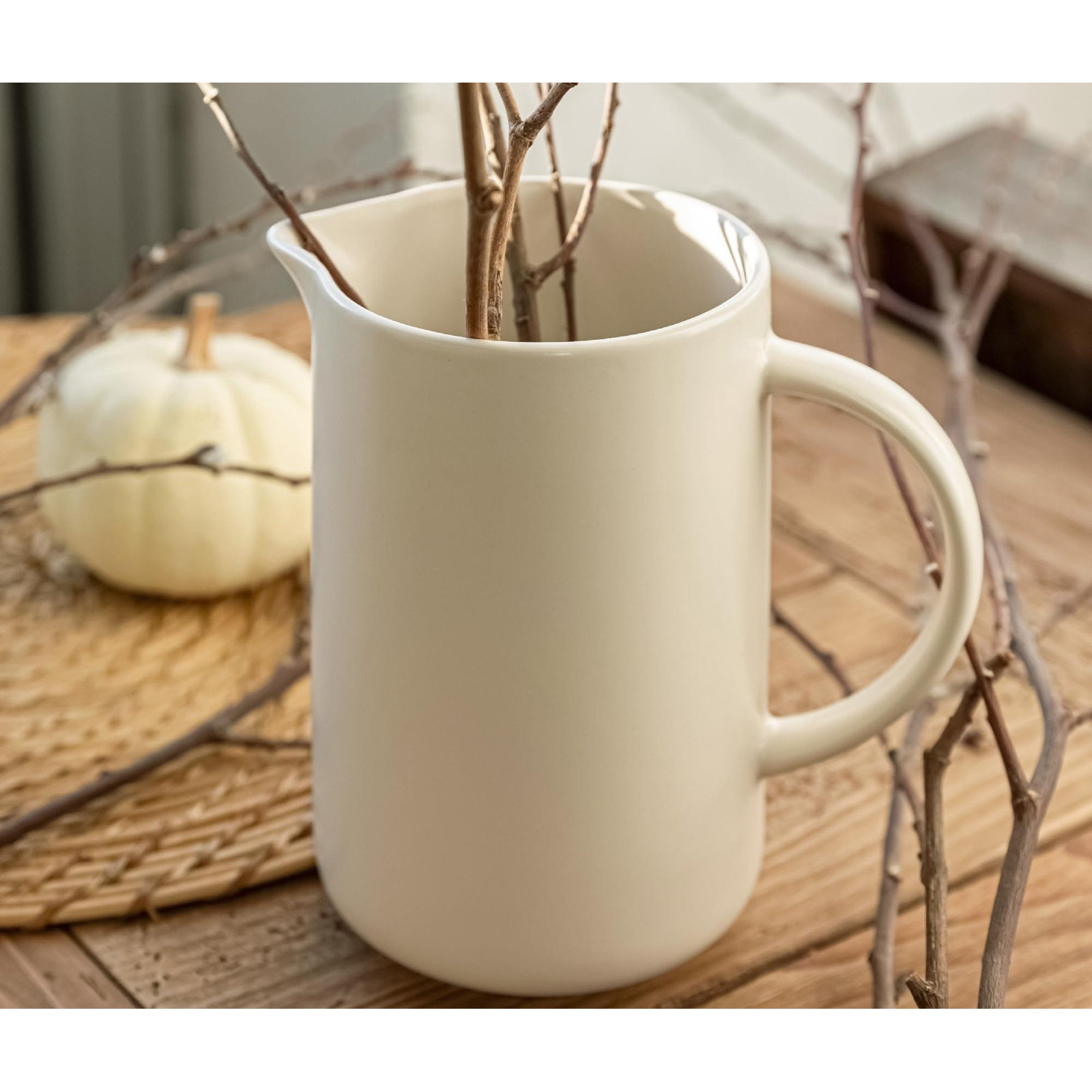 Stoneware Pitcher, Ivory