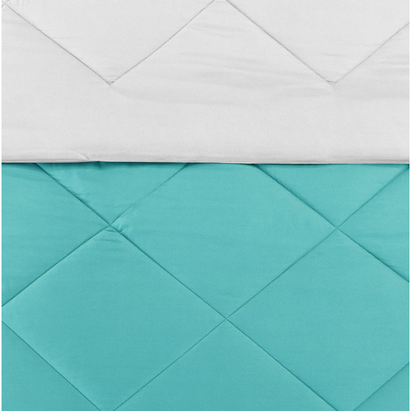 Tommy Polyester Box Stitch Comforter, Full/Queen Comforter, Aqua