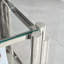 Table de bout carrée 20 pouces, table de bout moderne en acier inoxydable, table basse en verre trempé transparent double couche, table d'appoint avec rangement, pour le bureau à domicile