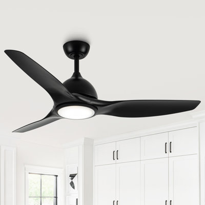 Vaczon 52" Modern Propeller Dimmable Ceiling Fan with LED Lights and Remote Control, 6 Speeds Reversible DC Motor, 3 Color Lights, Timer, 4''/10'' Downrods, for Indoor/Covered Outdoor Use