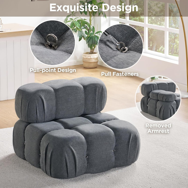 Canapé modulaire modulaire Boucle | 9 places en forme de U | Canapé confortable avec repose-pieds Cloud, Tissu gris