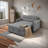 Stylish Pull-Out Sofa Bed With Woven Polyester Fabric & Solid Wood Frame-1719463441