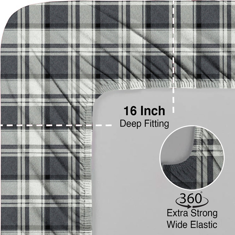 Latitude Run® 100% Cotton Flannel Plaid Sheet Set | Wayfair