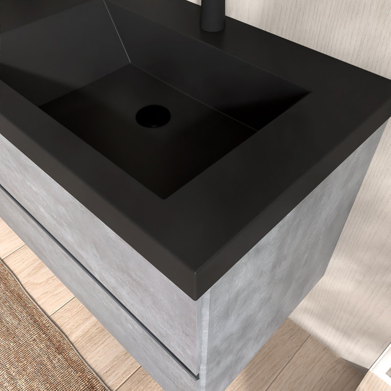 Ensemble de meuble-lavabo mural 59 po avec comptoir en quartz 59 po, 59"