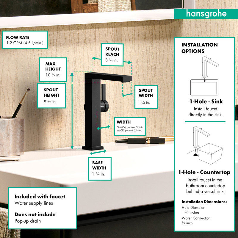 hansgrohe Tecturis E Single-Hole Fine 240, 1.2 GPM, Matte Black