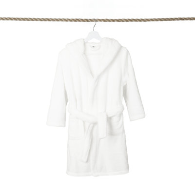 Microfiber / Polyester Fleece Gender Neutral Ankle Bathrobe with Pockets and Hood