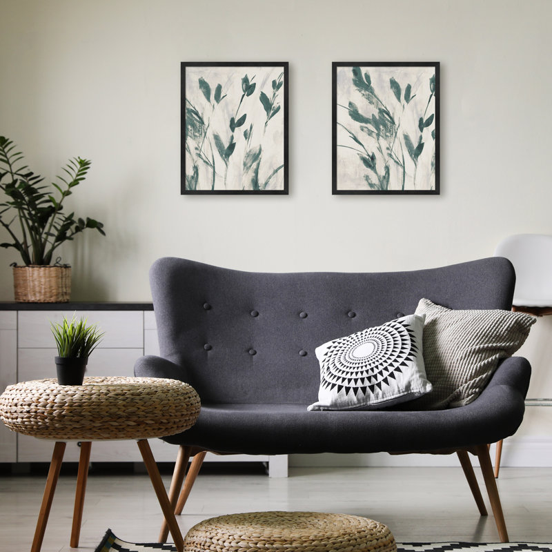 «Green Misty Leaves I & II» par Lanie Loreth - ensemble de 2 reproductions de cadres photo