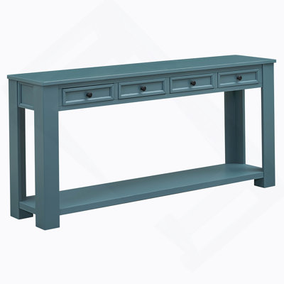 Console Table/Sofa Table With Storage Drawers And Bottom Shelf For Entryway Hallway(Dark Blue)