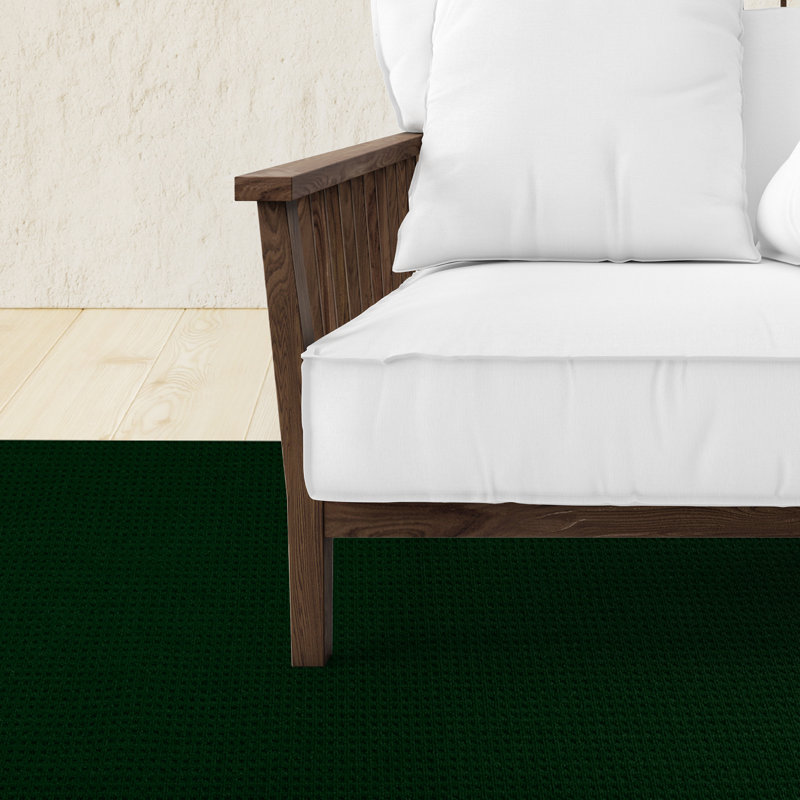 Tapis d'intérieur / extérieur tissé à la machine de couleur unie vert forêt, Hexagone 10 pi