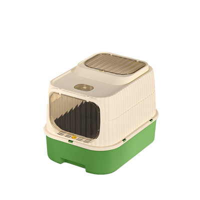 Bac à litière pour chat avec tiroir, bac à litière fermé pour chat, lapin, anti-urine facile à nettoyer (noir)