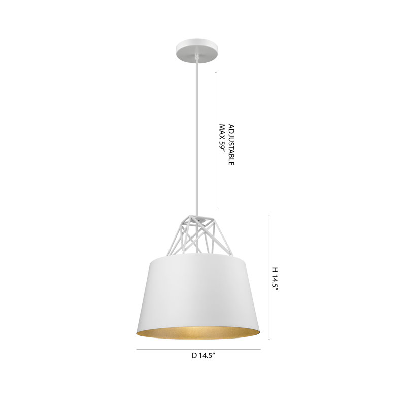 Luminaire suspendu moderne 1 lumière avec abat-jour blanc, Blanc