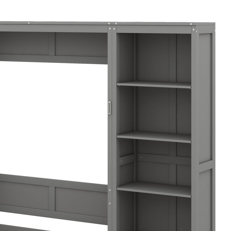 Queen Size Space-Saving Hidden Bed With Storage Capability, Grey