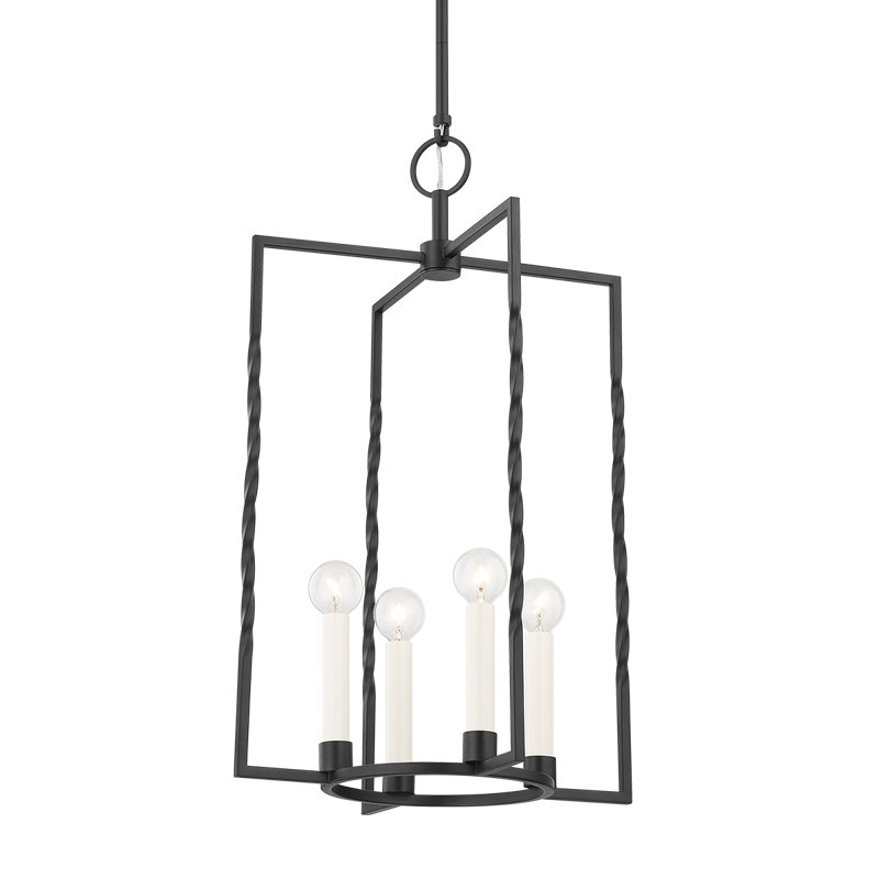 Luminaire suspendu 4 lumières, Noir texturé, H 24,5 po x l 15 po x P 15 po