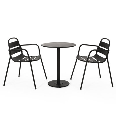 Modern Backyard Bistro In Matte Black Iron With A Stable Structure Iron, Coated