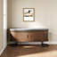 Banc de rangement 47,2 po en noyer avec portes coulissantes, banc à chaussures rembourré avec base en métal robuste et coussin moelleux, organisateur multifonctionnel pour l'entrée, la chambre à coucher et le salon-1907664414