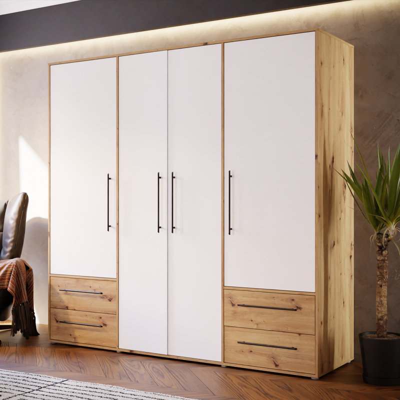 Mijah 4 Door Manufactured Wood Wardrobe