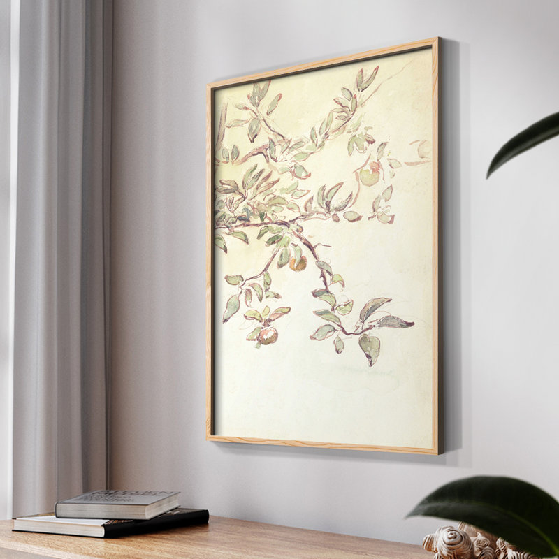 Motif floral rétro CLXI, Naturel, H 14 po x l 11 po