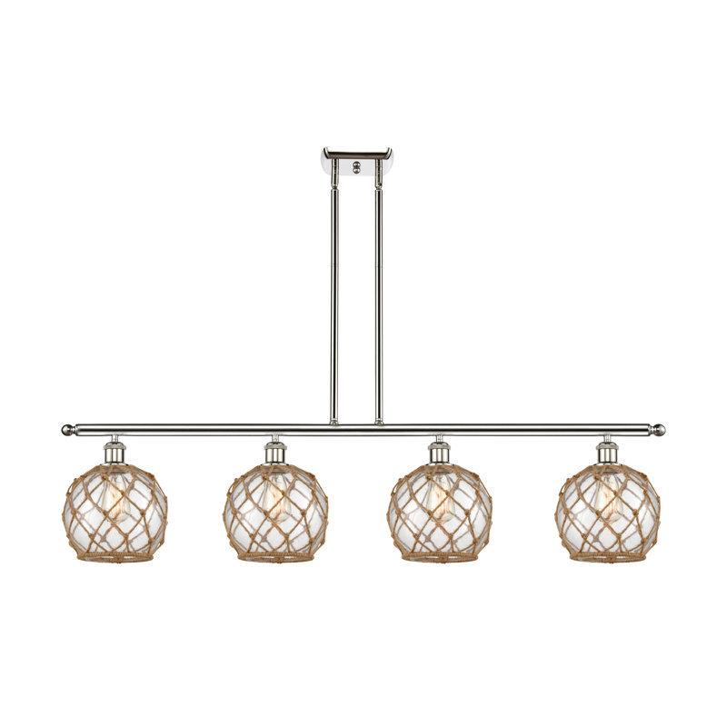 Luminaire suspendu linéaire à 4 lumières pour îlot de cuisine Hillhouse, Ampoule DEL 6 watts Vinage, Nickel poli