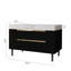 Meuble-lavabo multifonctionnel de 35,4 pouces avec lavabo en céramique encastré, comptoir en pierre frittée, structure en bois multicouche imperméable et 4 tiroirs de rangement, autoportant et mural-786467109-786467547