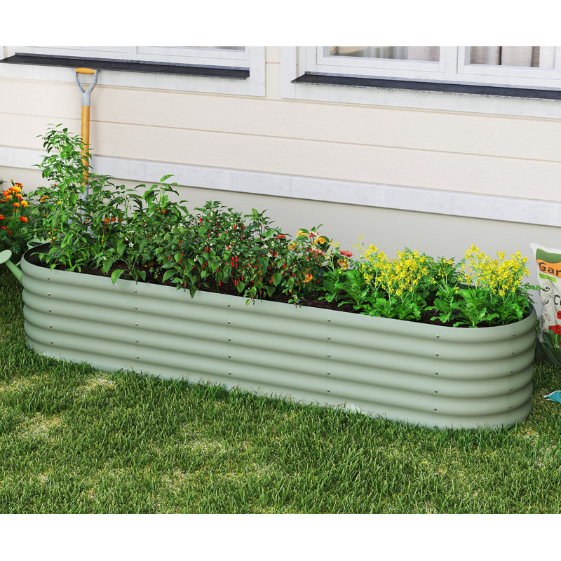 Lit de jardin surélevé galvanisé, jardinière pour légumes, fleurs et herbes, Vert