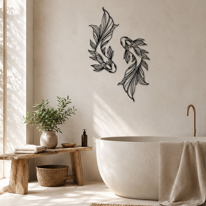 Art mural en métal Koi Fish avec un design d'inspiration japonaise