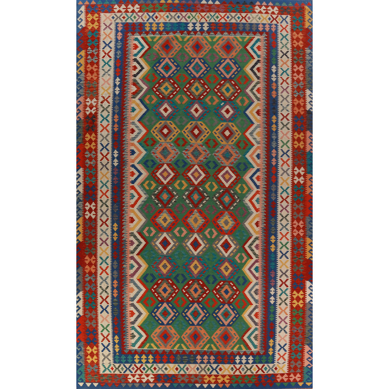 Geometric Wool Kilim Oriental Large Rug 10x16