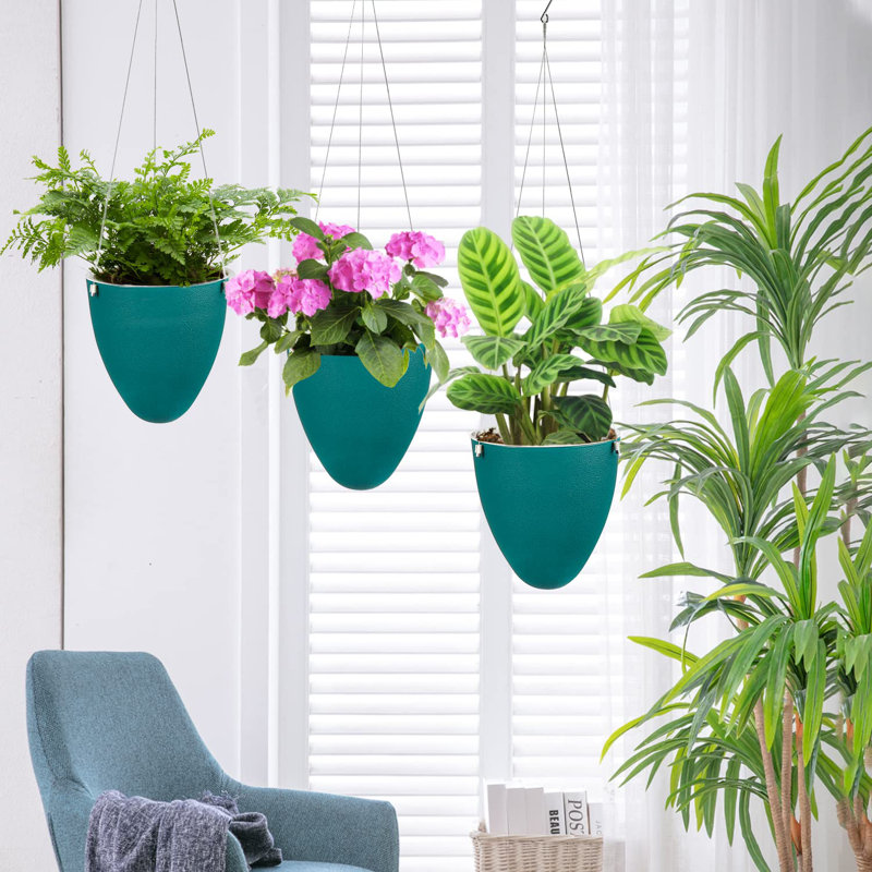 Pot de fleurs suspendu en plastique, Vert olive