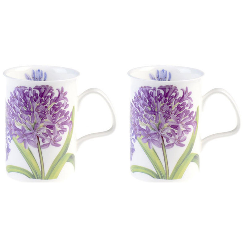 Grande tasse à café en porcelaine agapanthus Jody, Mauve / Vert