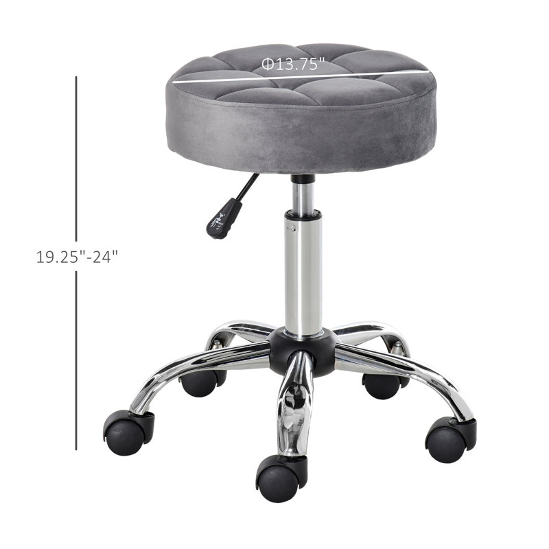 Swivel Upholstered Adjustable Height Counter Stool with Metal Frame, Grey