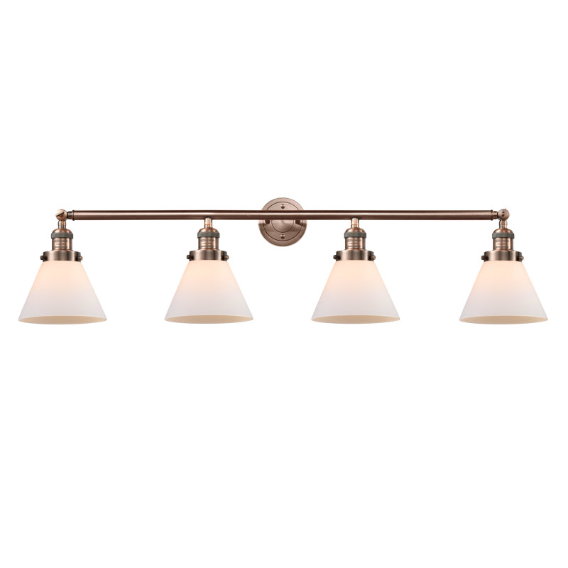 Gebhardt 4 - Light Dimmable Vanity Light, Matte White Cased, Antique Copper, 6 Watt Vinage LED Bulb